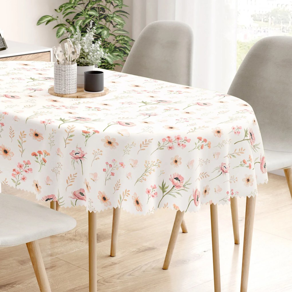 Goldea ovális teflonos terítő - rózsaszín virágok 140 x 200 cm