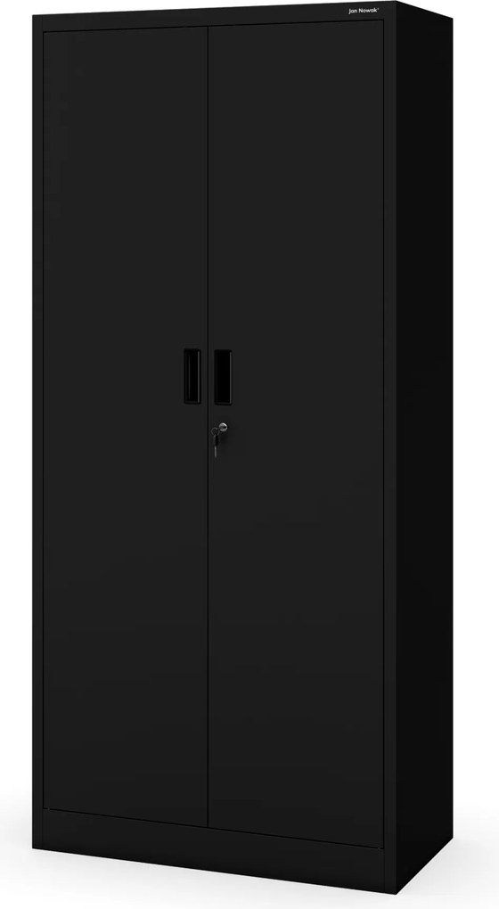 4 polcos fém irodai szekrény, fekete, 1750x800x400 mm: JAN Compact