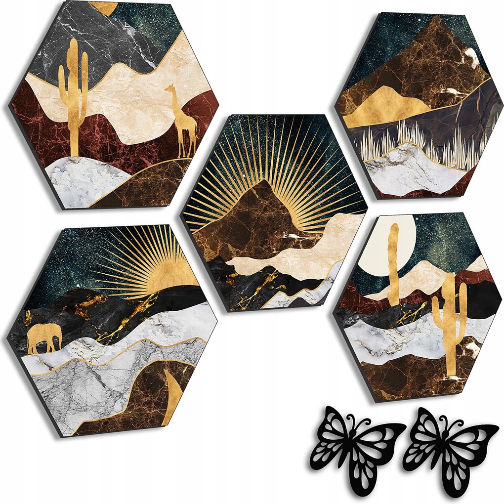 Fali Dekoráció Kép Szett Nappaliba Konyhába Arany Modern 3D