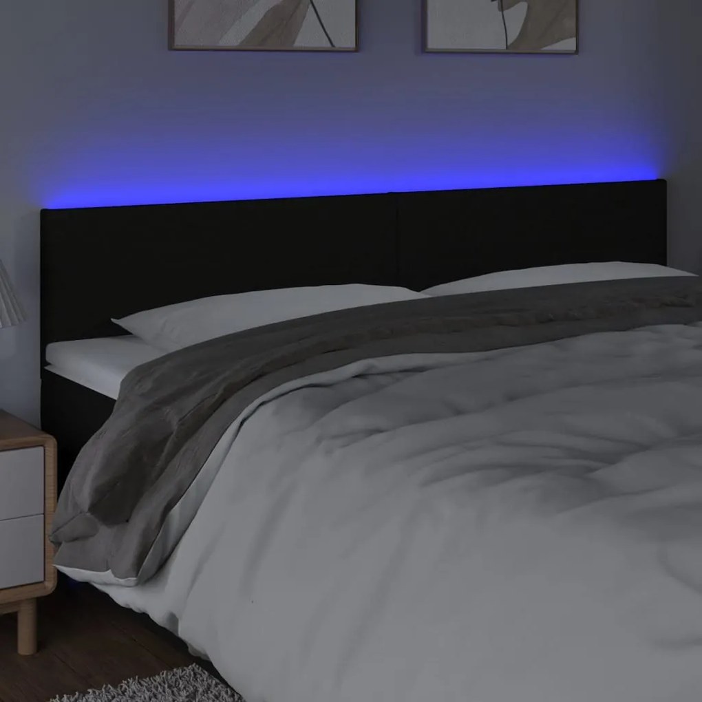 fekete szövet LED-es fejtámla 160x5x78/88 cm