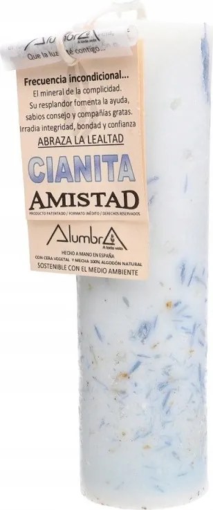 Kézzel készített rituális gyertya cianittal Barátság