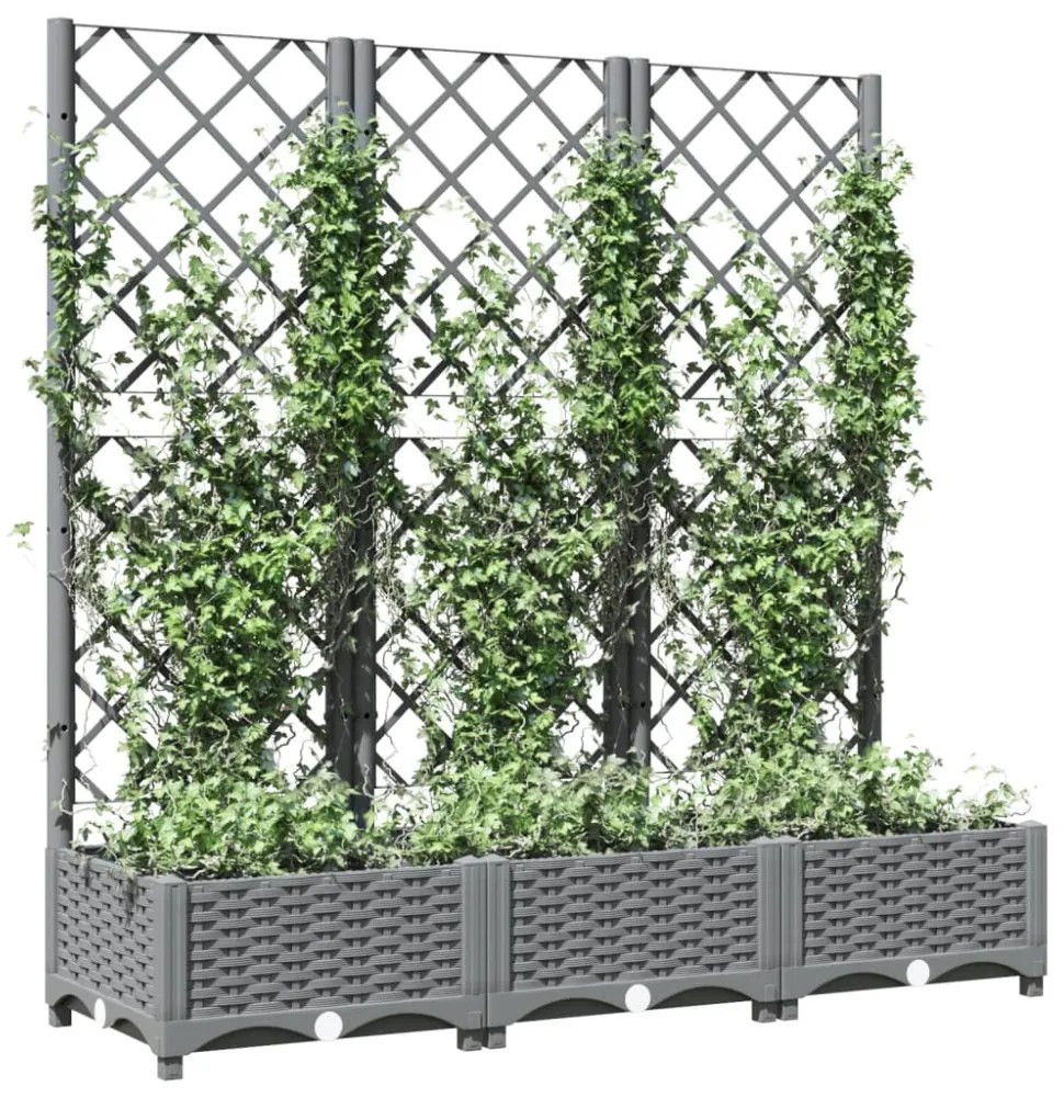 világosszürke PP rácsos kerti ültetőláda 120 x 40 x 121,5 cm