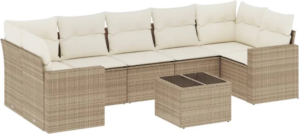 vidaXL 8 részes bézs polyrattan kerti ülőgarnitúra párnával