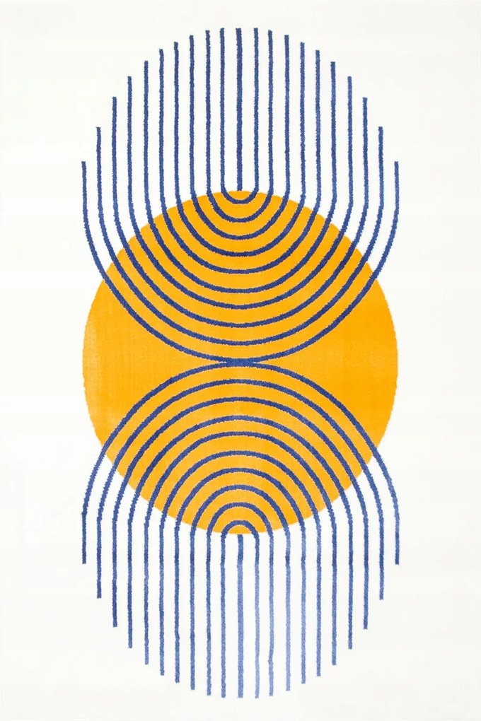 Modern Nappali Szőnyeg Sárga Krém Kék Absztrakt 80x150 cm