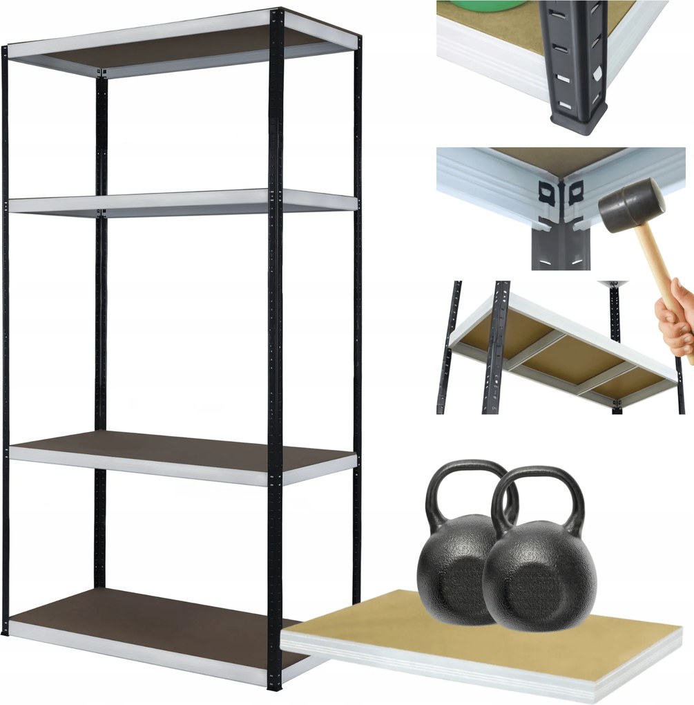 Helios fém tároló állvány garázs állvány 180x90x45cm 4Px275kg