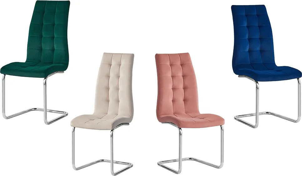 Étkezőszék, rózsaszín Velvet szövet/króm, SALOMA NEW