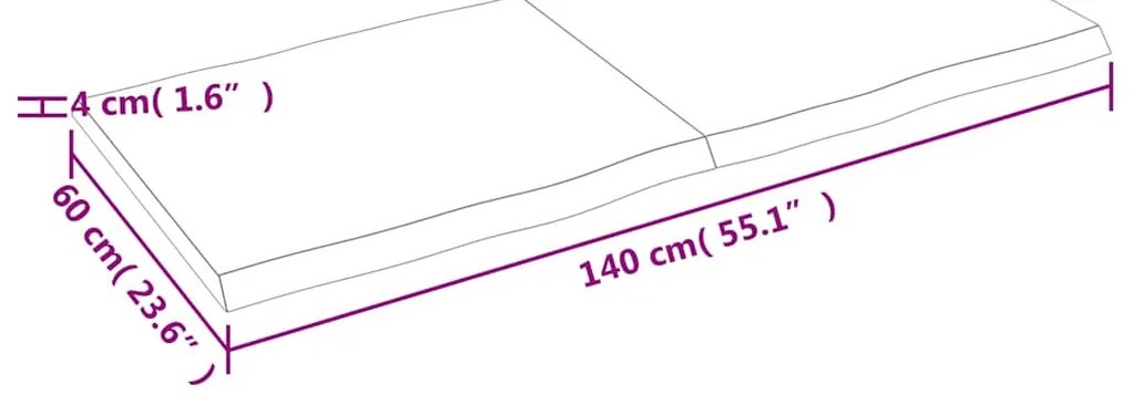 világosbarna kezelt tömör asztallap 140x60x(2-4) cm