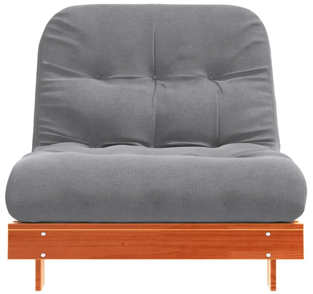 viaszbarna tömör fenyőfa futon kanapéágy matraccal 90x206x11 cm