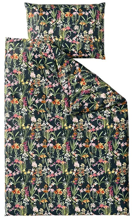 Mikroplüss ágyneműhuzat szett MYSTIC GARDEN sötétzöld + Mikroplüss lepedő SOFT 90x200 cm fehér, egyszemélyes ágyhoz