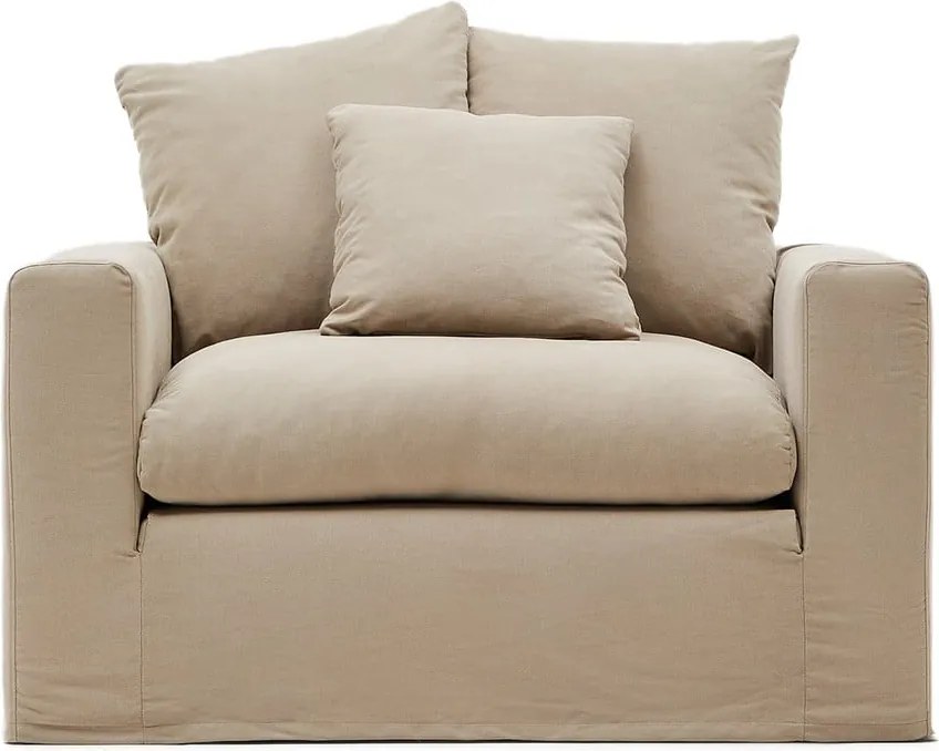 Bézs len fotel Nora – Kave Home