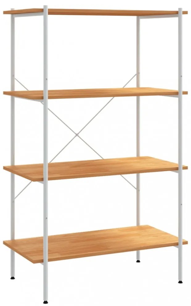 fehér és tölgyfa 4 szintes polcrendszer 80x40x130 cm