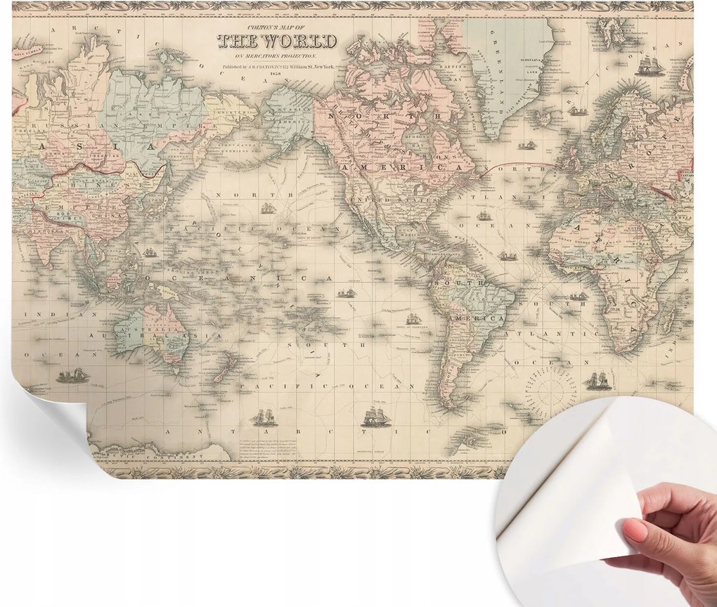 Öntapadós tapéta Fali furnér 3D hatás Történelmi térkép 312x219 cm