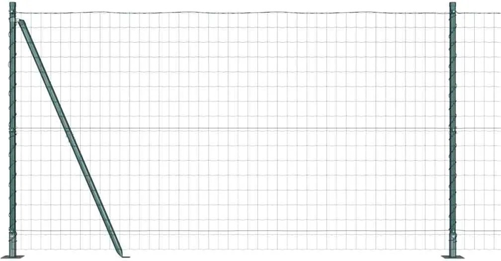 vidaXL Kerítés oszlopokkal Zöld 1,2 x 10 m Acél és PVC