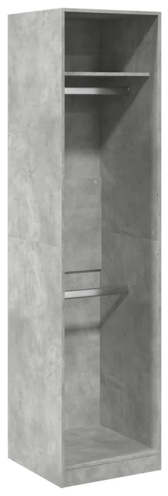 betonszürke szerelt fa ruhásszekrény 50 x 50 x 200 cm
