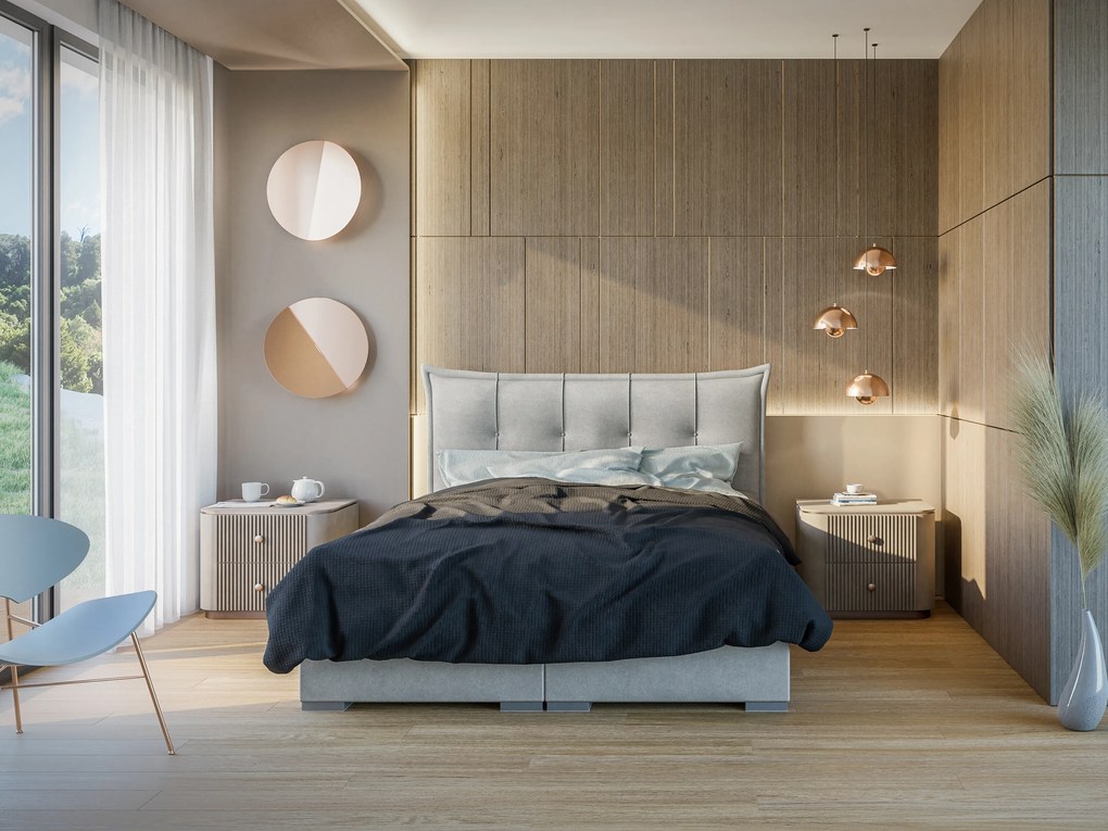 Franciaágy Boxspring 180 cm Mirage (világosszürke) (matraccal és tárolóhellyel). Akció -17%. 1043420