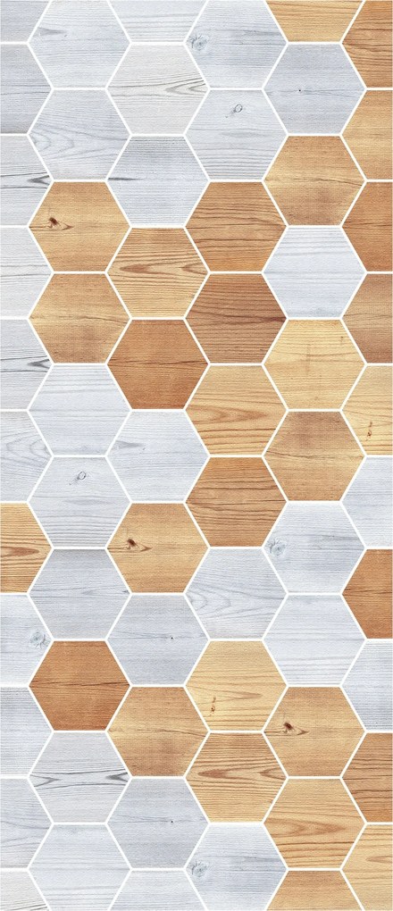 Matrica Tapéta Fa Színátmenet Mozaik Hatszögek Világos Fa 91x211