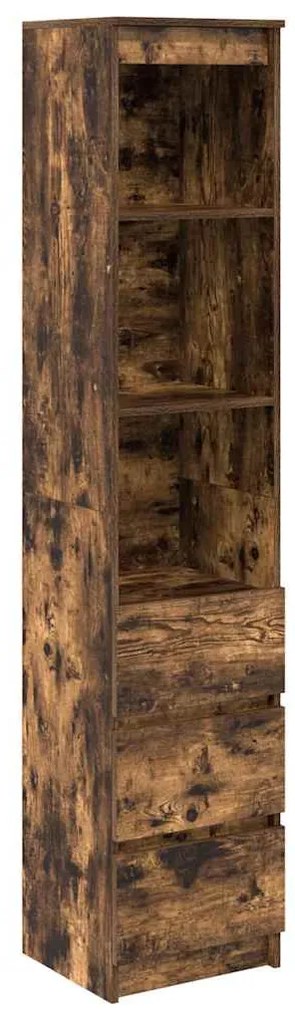 füstös tölgy színű szerelt fa magasszekrény 37,5x35x180 cm
