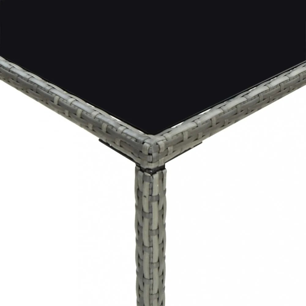 szürke polyrattan és üveg kerti bárasztal 70 x 70 x 110 cm