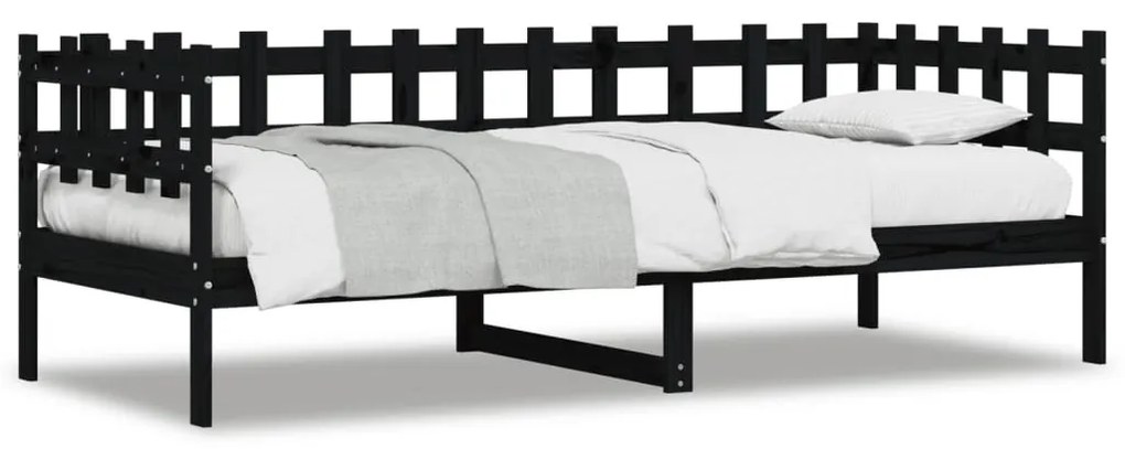 fekete tömör fenyőfa kanapéágy 80 x 200 cm