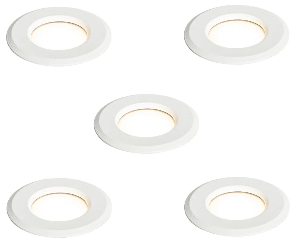 5 darabos modern, süllyesztett spotlámpa szett fehér színben, LED-del, IP67 - Linsey