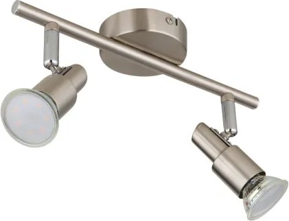 Globo 57385-2 Fali lámpa, LED reflektor, fém nikkel matt, fém krómozott, HxSzxM: 270x80x110mm, 2x GU10 LED 3W 230V izzókkal, 250lm forrás, 250lm kimenet, 3000K
