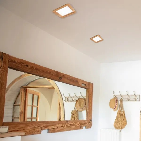 LED Beépíthető lámpa WOODY SPOT LED/17W/230V 3000K tölgy 18,5x18,5 cm