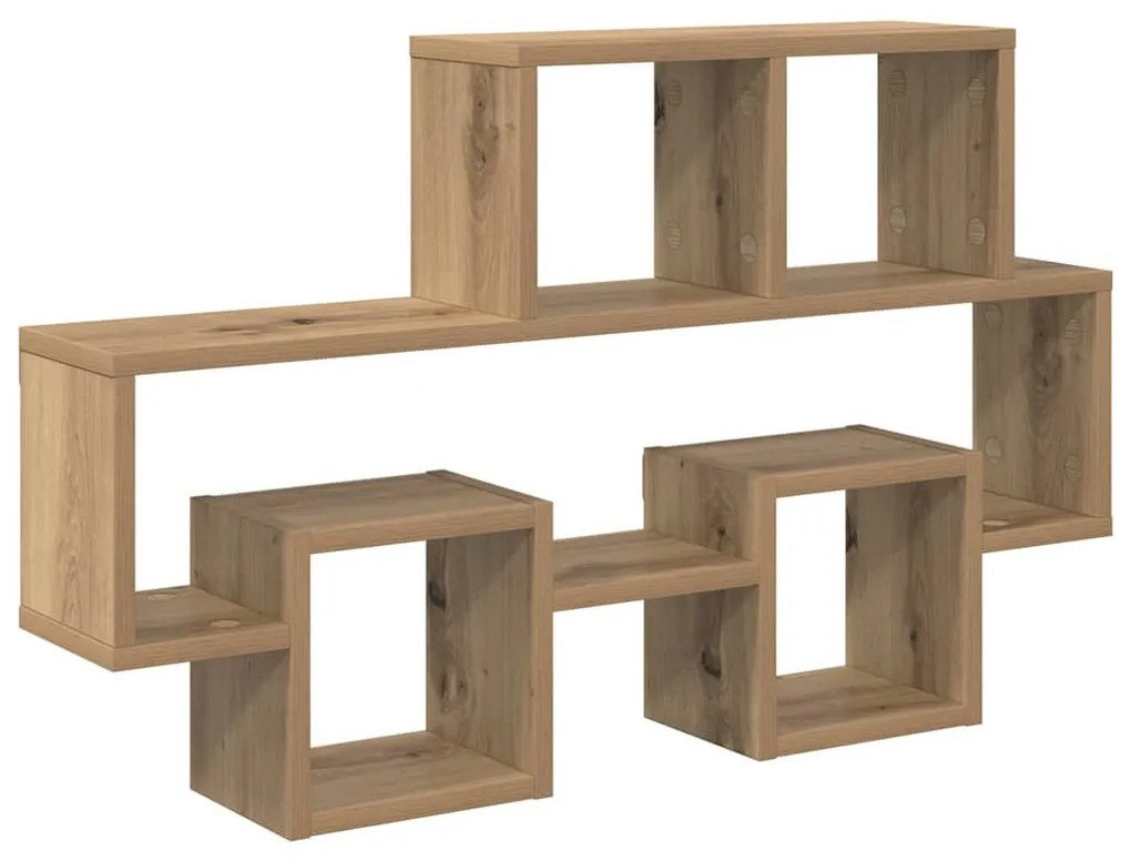 Falpolc polcokkal kézműves tölgy 82 x 15 x 51 cm Faanyag