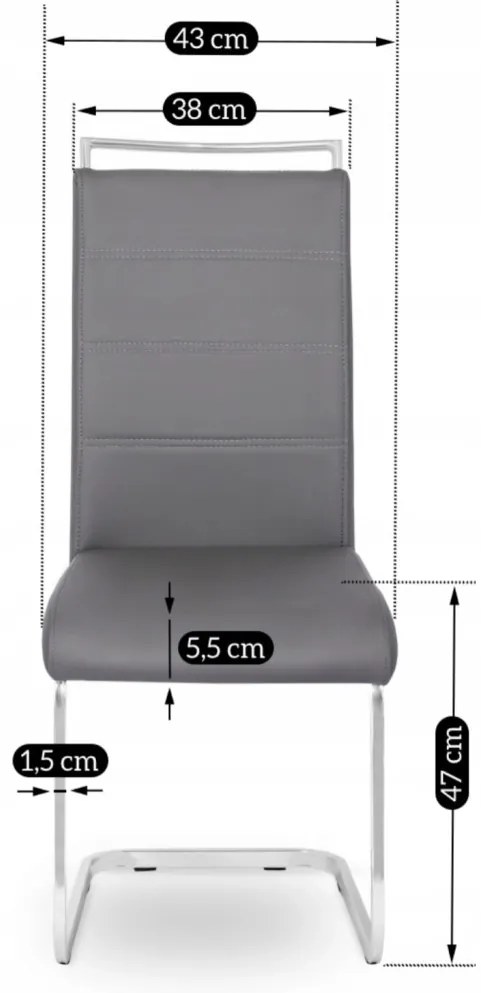 Szánkótalpas Étkezőszék Szürke Eco-bőr Kárpittal. Króm láb. LOCA