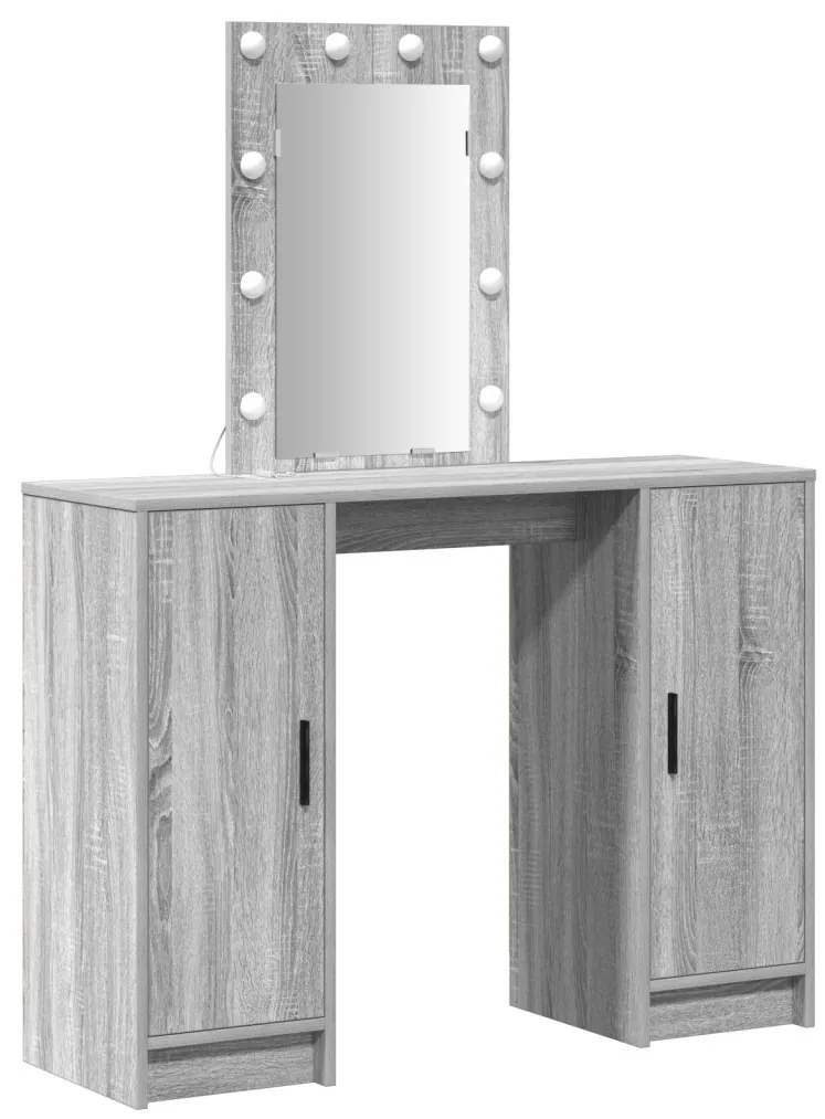 LED-es sminktükör Szürke Sonoma 102x33x135 cm