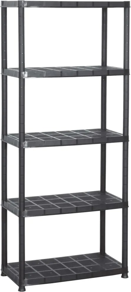 vidaXL fekete műanyag 5 szintes tárolópolc 71 x 38 x 170 cm