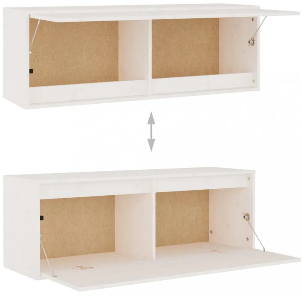 fehér tömör fenyőfa faliszekrény 100 x 30 x 35 cm