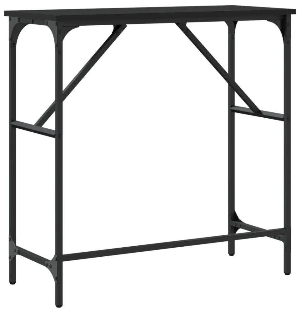 fekete szerelt fa tálalóasztal 75x32x75 cm