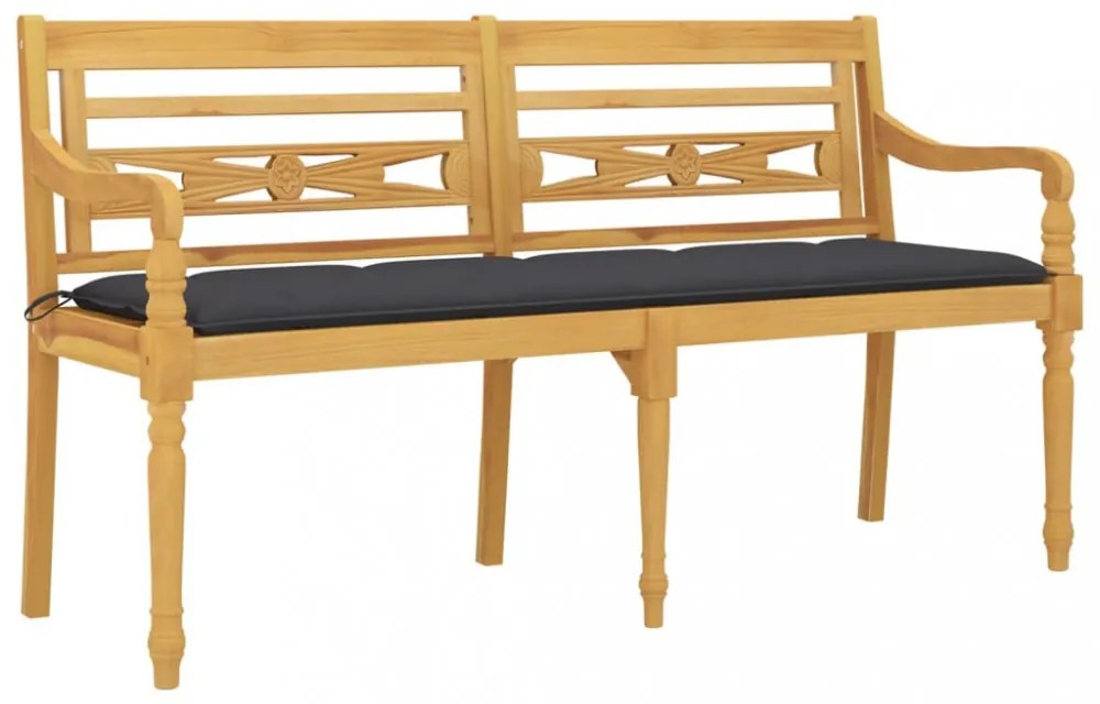 tömör tíkfa Batavia pad antracitszürke párnával 150 cm