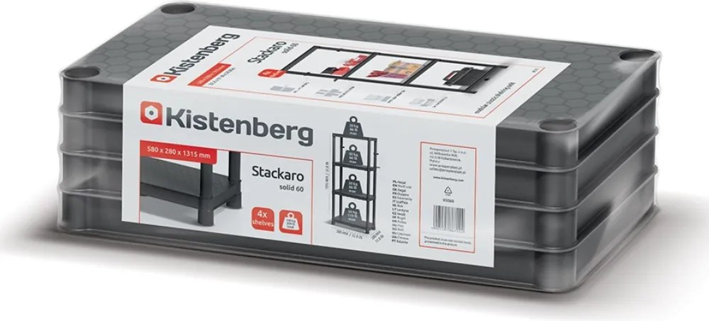 Műhelypolc STACKARO SOLID SMALL, 58x28x131,5cm, fekete Prosperplast