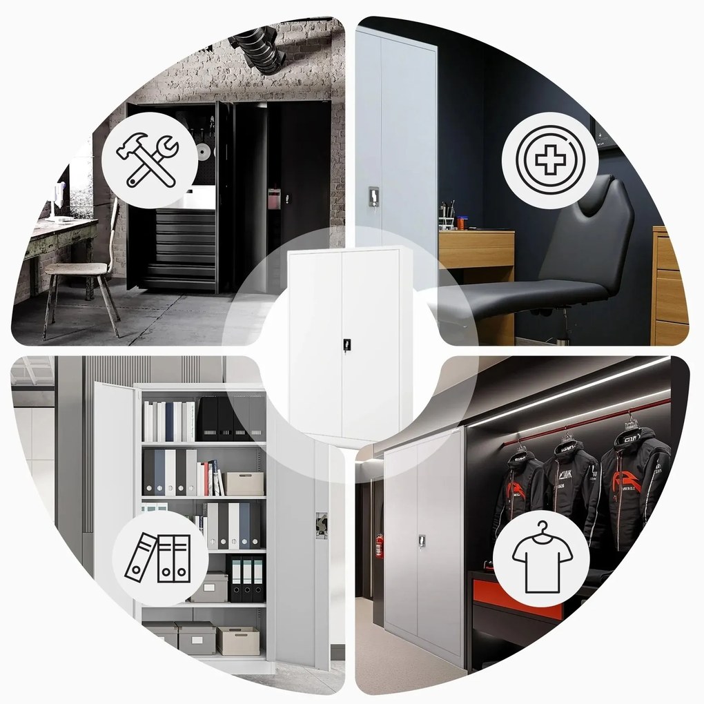 Fém iratszekrény JAN II, 1150 x 185 x 400 mm, fehér