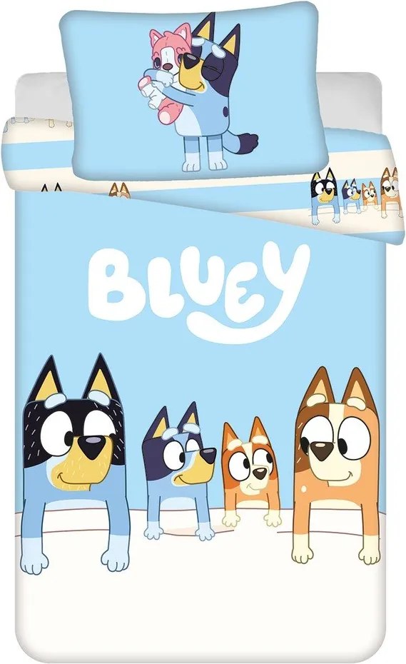 Kék pamut gyerek ágyneműhuzat babaágyhoz 100x135 cm Bluey – Jerry Fabrics