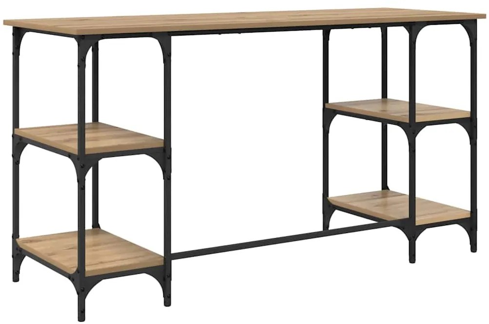 vidaXL Asztal polcokkal Artisan tölgy 140 x 50 x 75 cm Faanyag