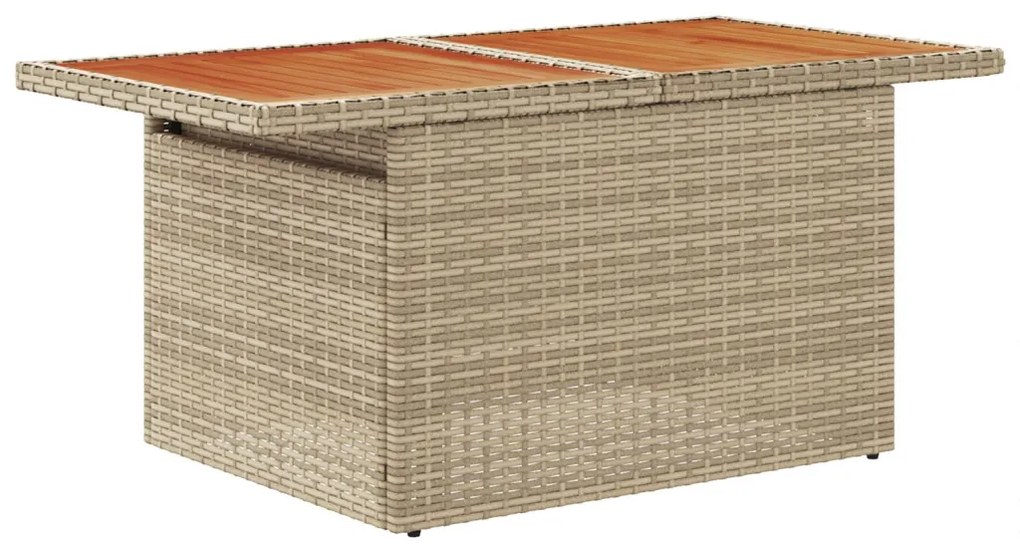 11 Darabos Kerti Étkezőszett Párnákkal Bézs Poly Rattan Akác