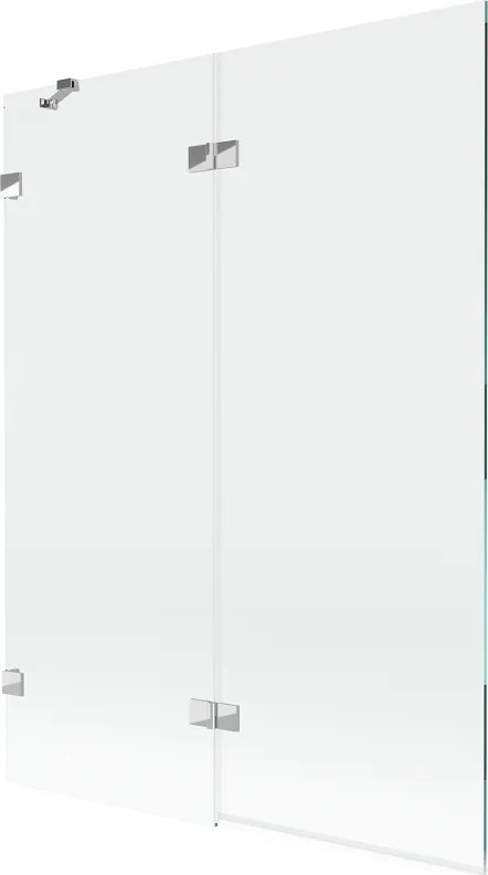 Mexen Lunar 2-szárnyú bal fürdőszobai paraván, 130 x 150 cm, átlátszó, króm - 897-130-100-01-00-L