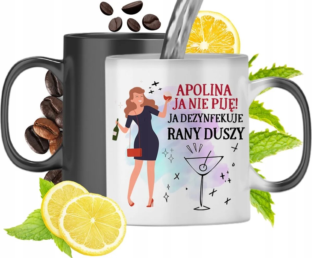 Mágikus bögre Apolina Fekete matt nyomott mintával 330ml