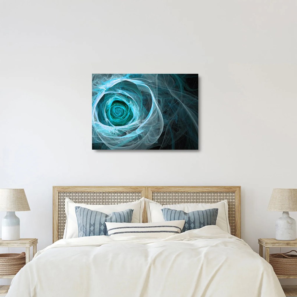 Üveg kép - Absztrakt rózsaszín kék fekete háttérrel (70x50 cm)