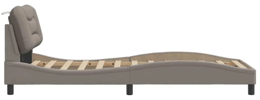 tópszínű szövet ágykeret LED-ekkel matrac nélkül 90x190 cm