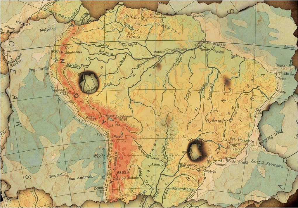 Fotótapéta Régi dél-amerikai térkép vintage retro 254x184 +ragasztó