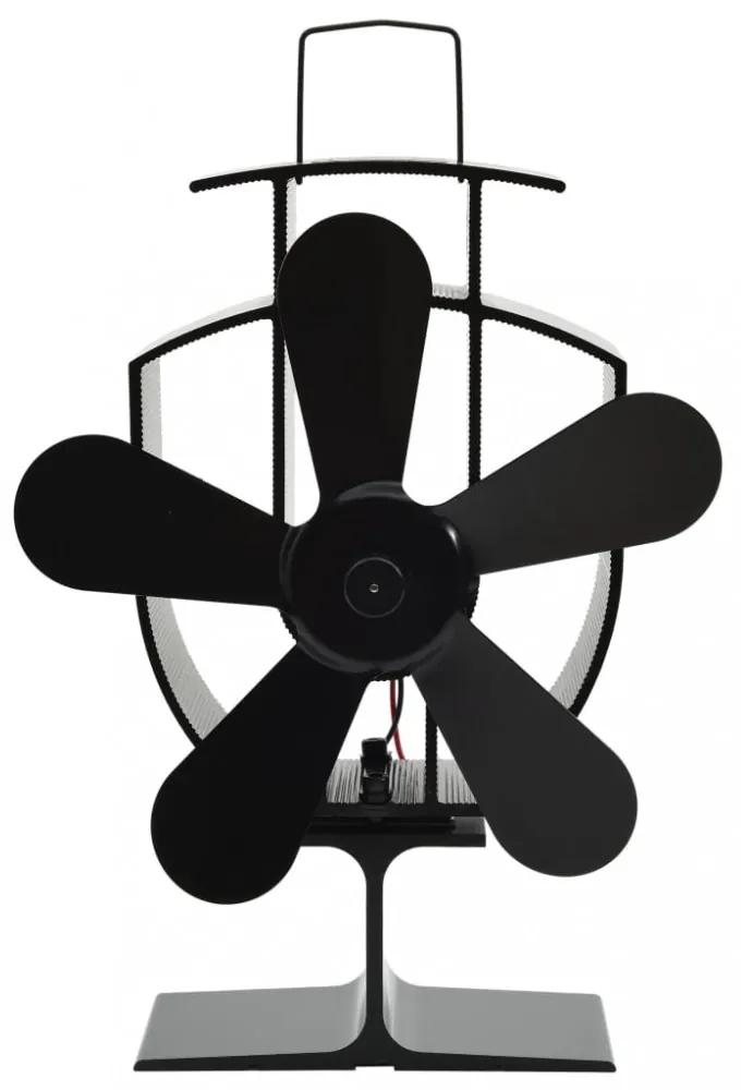 vidaXL fekete hővel meghajtott ötlapátos kandalló ventilátor