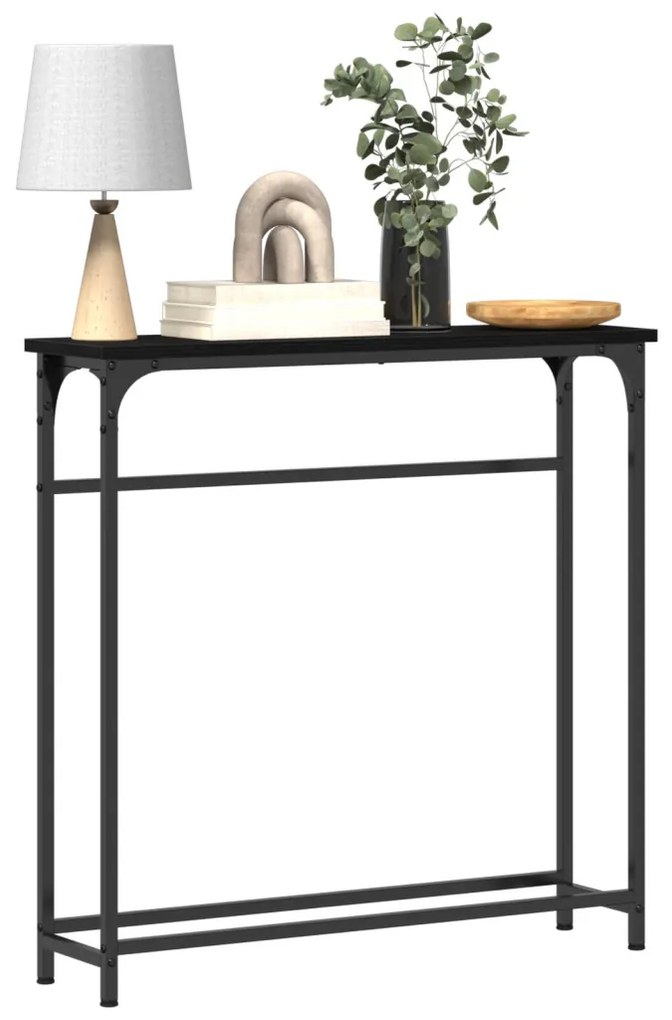 Konzoltábla Fekete Tölgy 75x19,5x75 cm Műanyag
