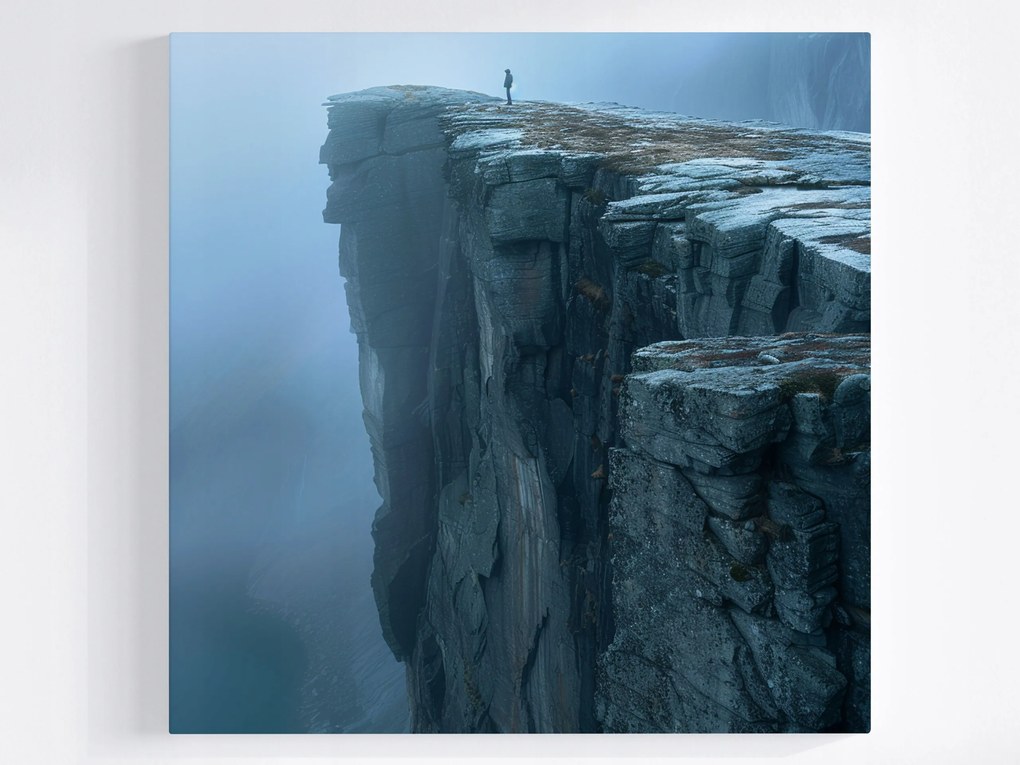 Vászonkép Canvas Szikla Fjord Norvégia Köd Hegyek Tájkép 40x40