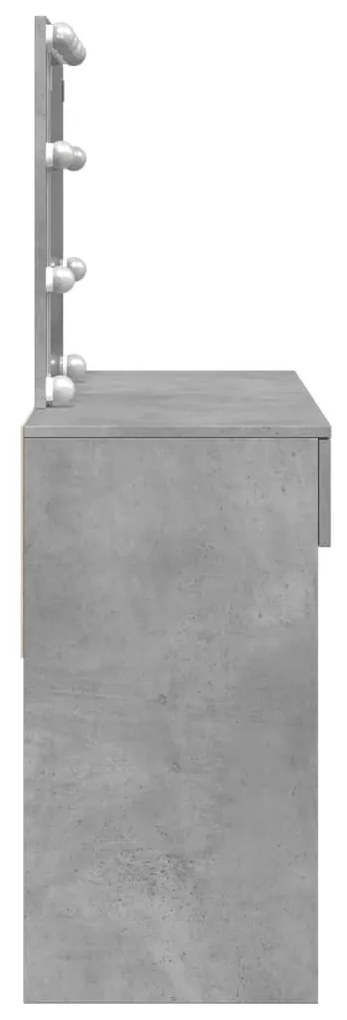 betonszürke fésülködőasztal LED-del 100 x 40 x 130 cm