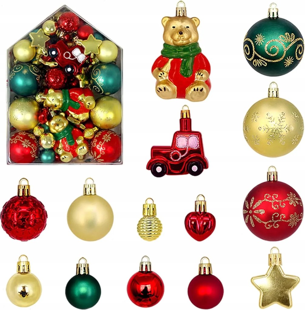 *sale* Karácsonyfadísz gömbök dekorációs szett 72 db-os