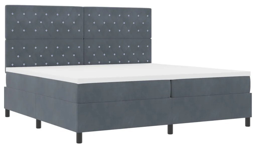 Boxspring Ágy Mattal Sötétszürke 200x200 cm Bársony