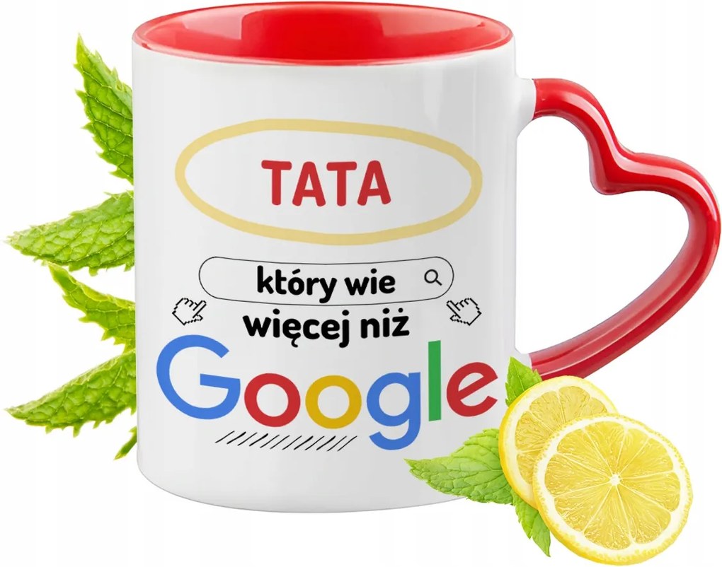 Apának Piros Bögre Szív Alakú Füllel Ajándék Nyomtatott